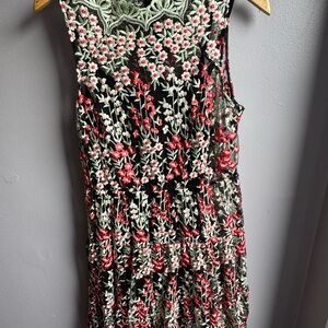 HD in Paris Black and Red Embroidered Midi Dress